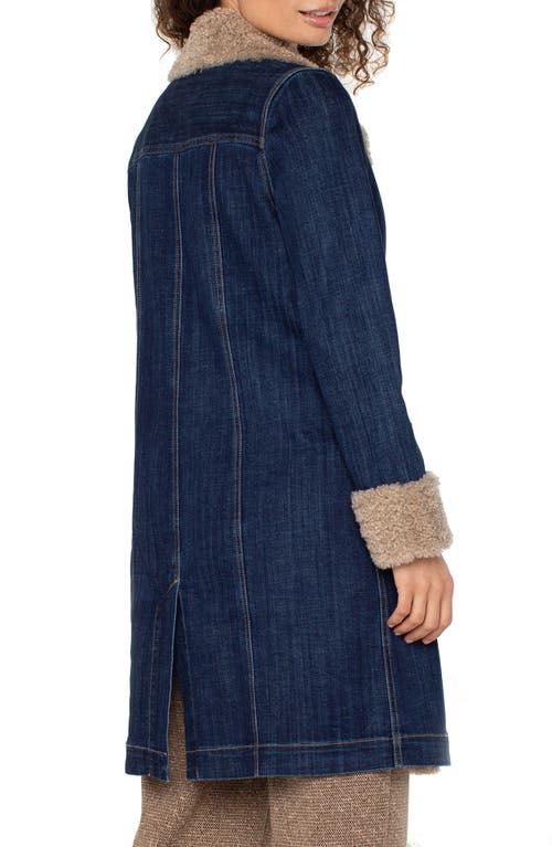 Liverpool Los Angeles Faux Shearling Trim Denim Coat In Blue