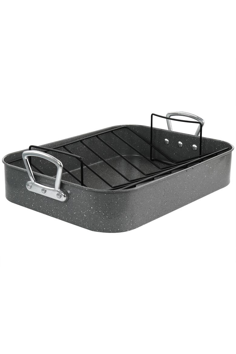 Greystone 2 Piece Carbon Steel 16.25in. Turkey Roaster Set, Main, color, Grey