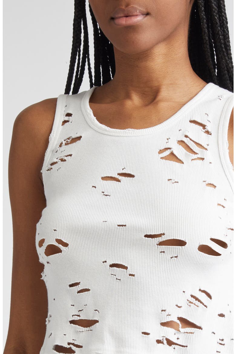 Women's Distressed Cotton Tank, Alternate, color, ECRU