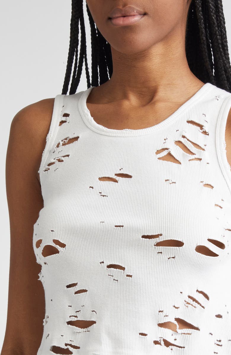 R13 Women's Distressed Cotton Tank, Alternate, color, Ecru