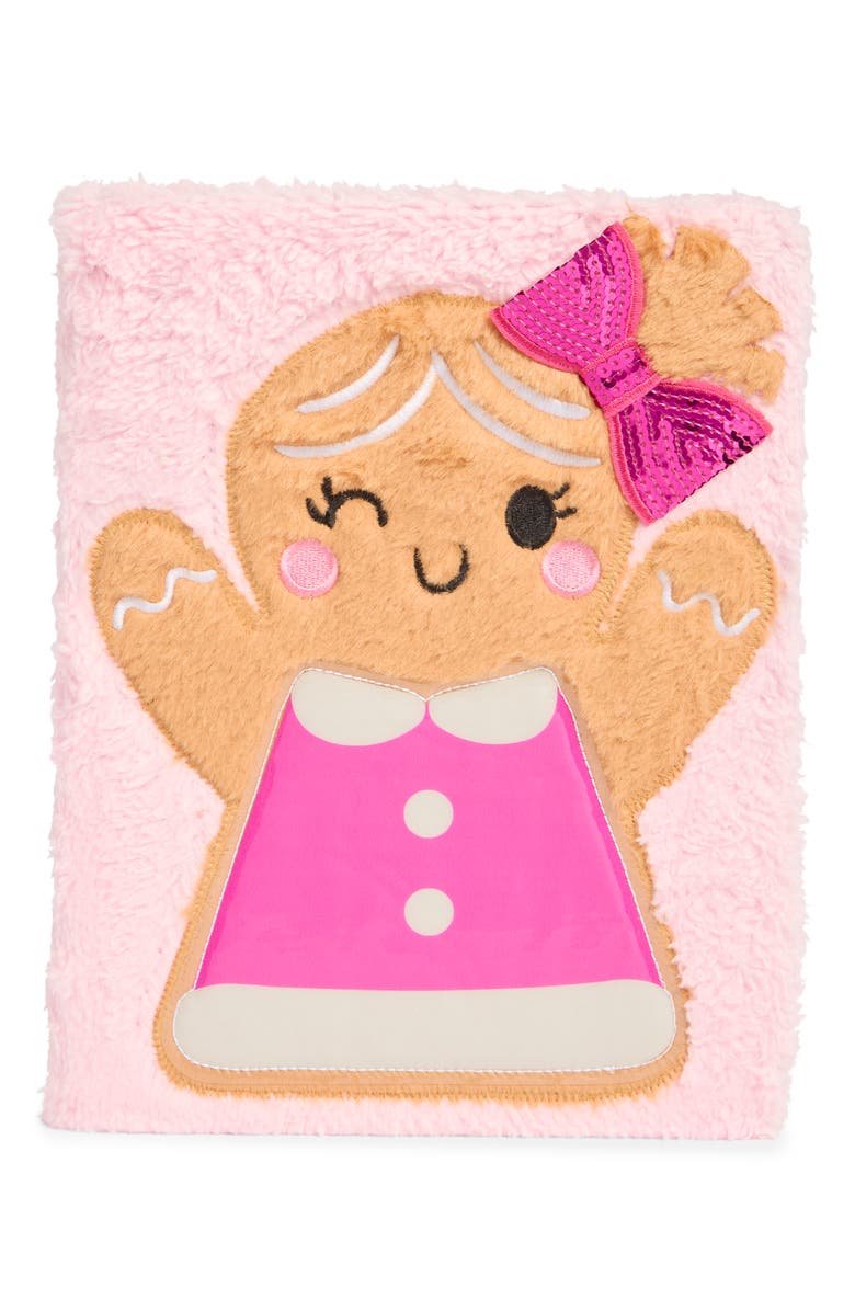 SIMPLE PLEASURES Kids' Gingerbread Girl Fuzzy Notebook, Main, color, Multi