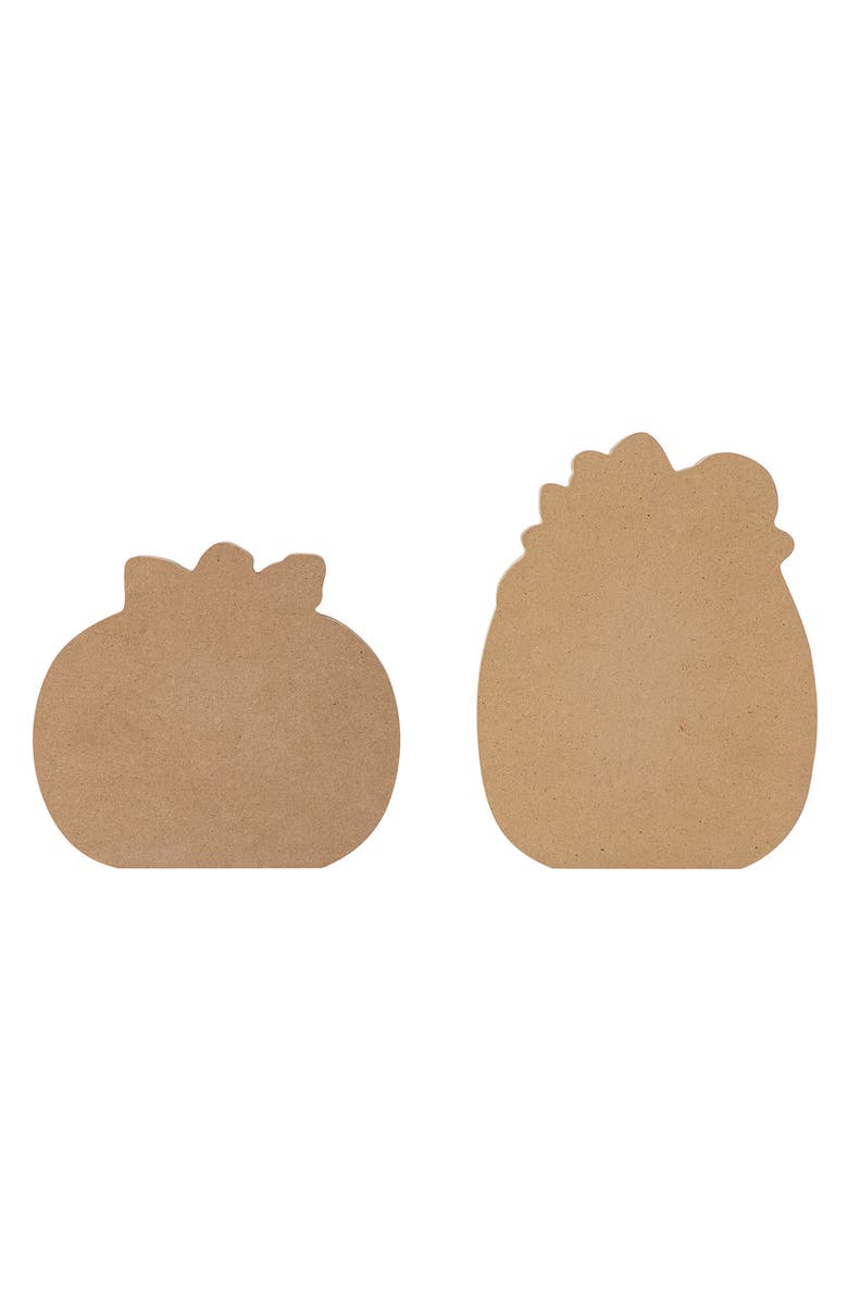 Glitzhome Set of 2 Thanksgiving Wooden Pumpkin Table Decor, Alternate, color, Orange