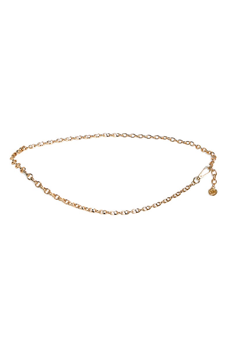 Steve Madden Mini Bevel Link Chain Belt, Main, color, Gold
