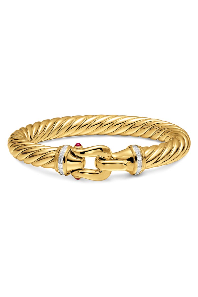 Cablespira Flex Buckle Bracelet in 18K Yellow Gold with Rubies & Diamonds, Alternate, color, GOLD