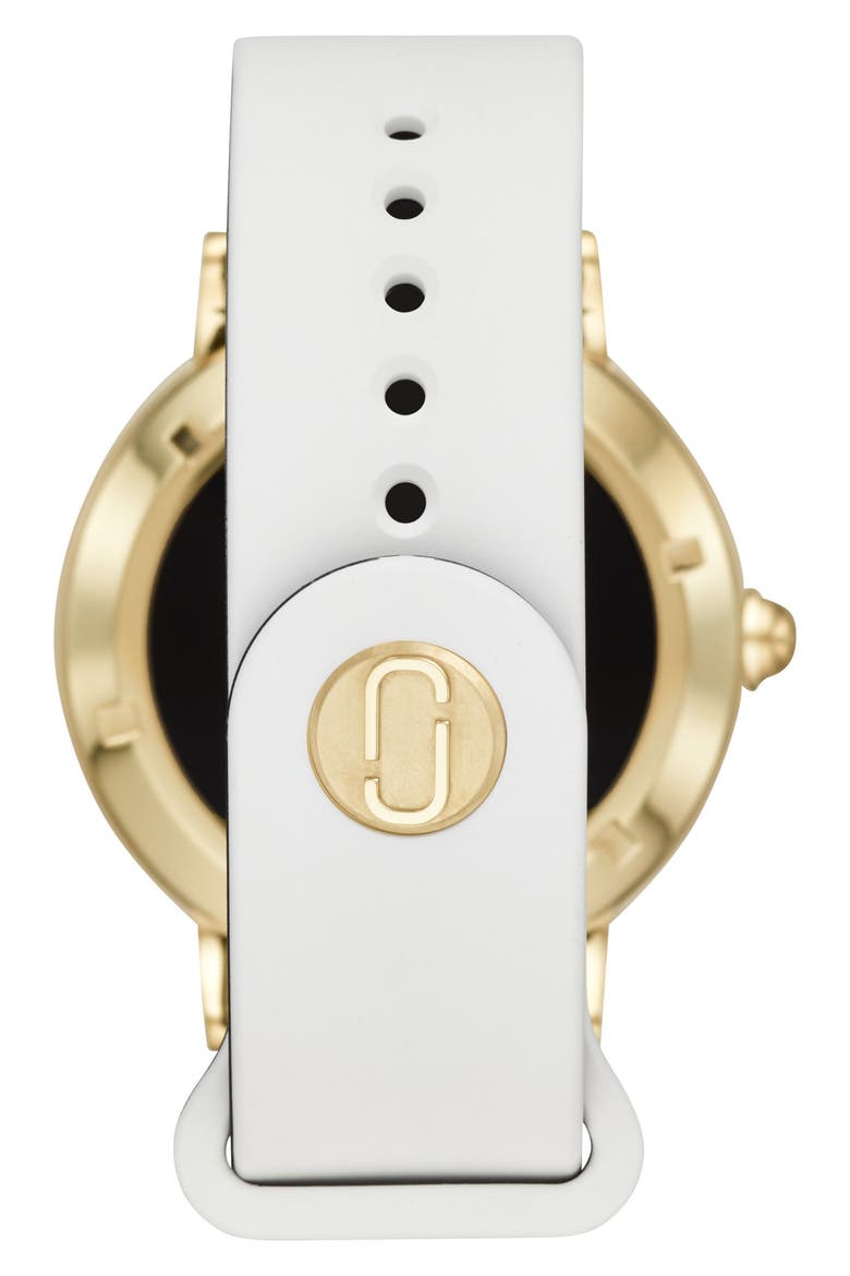 Marc Jacobs Riley Silcone Strap Smart Watch, 44mm, Alternate, color, WHITE/ GOLD