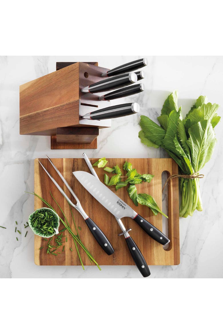 iconiX® 9-Piece Drenhen Knife Block, Alternate, color, Black