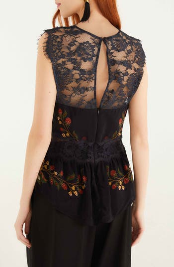 Berry Garden Lace Detail Sleeveless Top