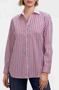 Foxcroft Stripe Boyfriend Button-Up Shirt