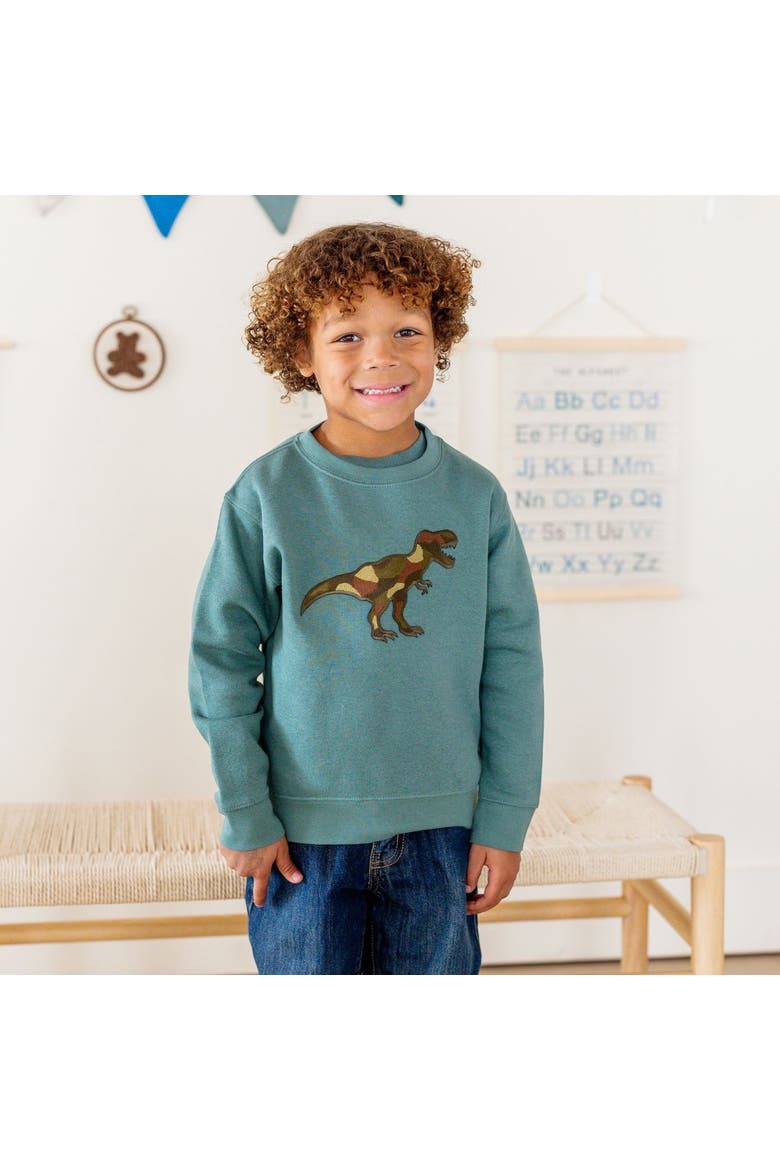 Camo Dino Patch Sweatshirt, Alternate, color, Hunter Green