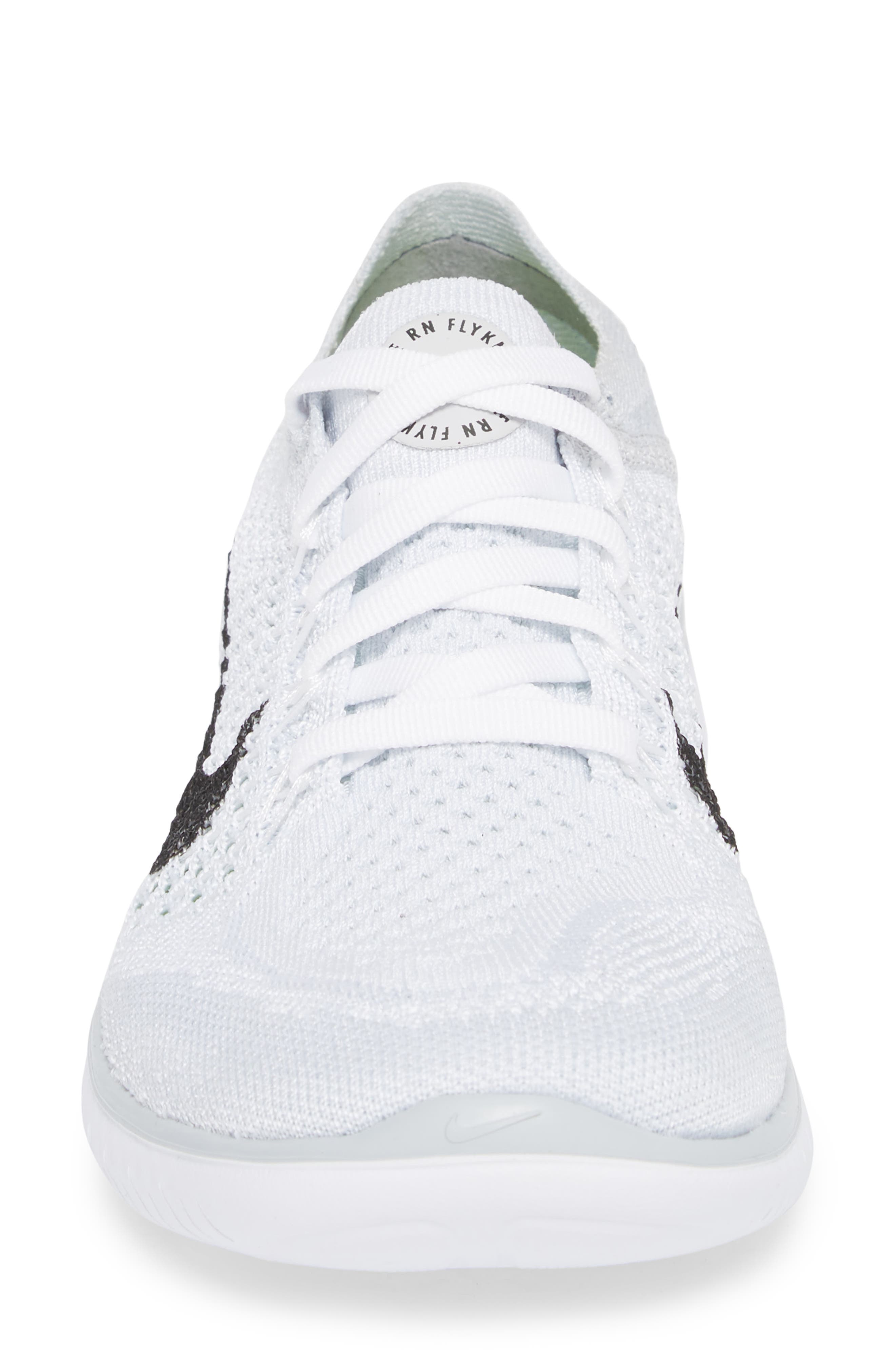 Free RN Flyknit 2018 Running Shoe, Alternate, color, WHITE/ BLACK/ PURE PLATINUM