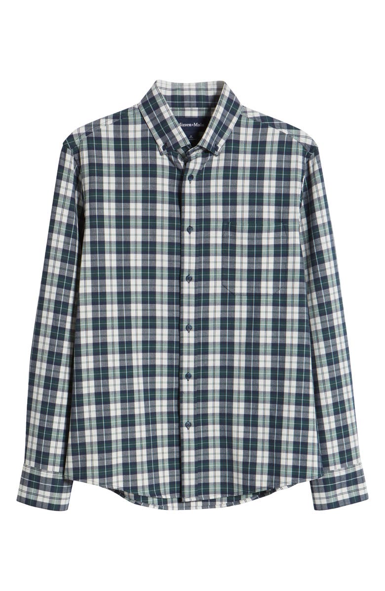 Mizzen+Main City Trim Fit Plaid Stretch Flannel Button-Down Shirt, Alternate, color, 