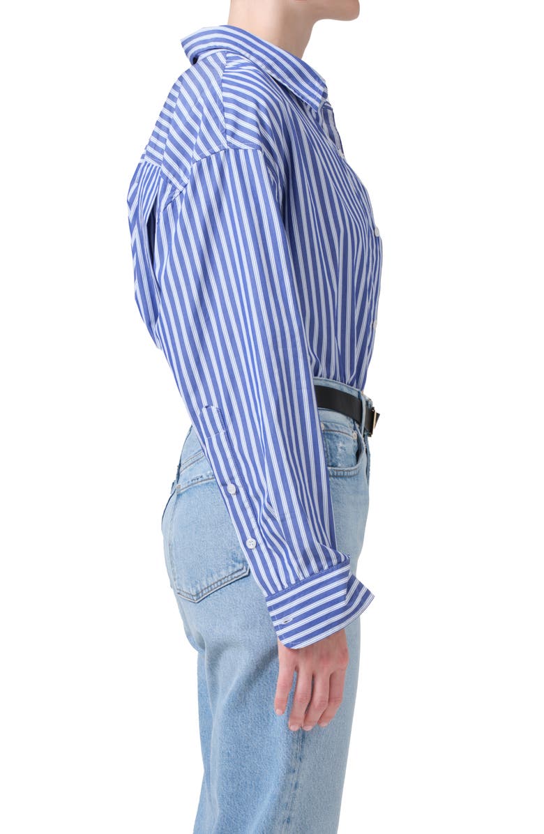 Citizens of Humanity Kayla Mesa Stripe Oversize Button-Up Shirt, Alternate, color, Navy Mesa Stripe