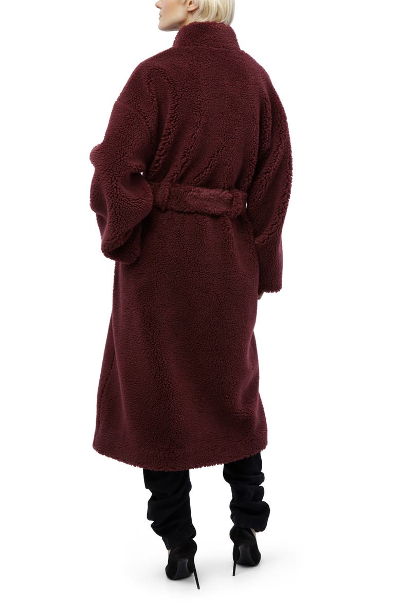 Subi Faux Fur Wrap Teddy Coat, Alternate, color, PLUM