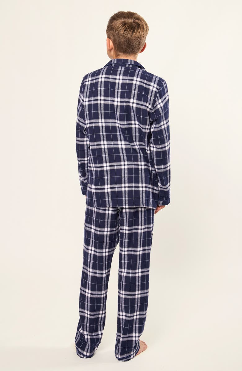 Petite Plume Kids' Plaid Two-Piece Pajamas, Alternate, color, Navy