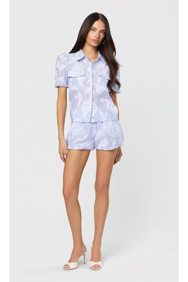 Mina Floral Stripe Top, Alternate, color, Light Blue/White