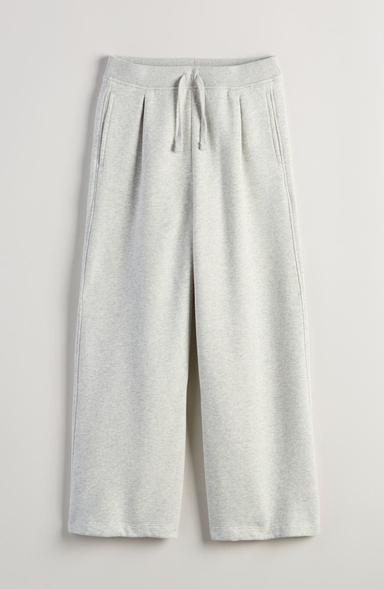 Zella Girl Cloud Soft Pleated Wide Leg Knit Pants, Main, color, Grey Light Heather