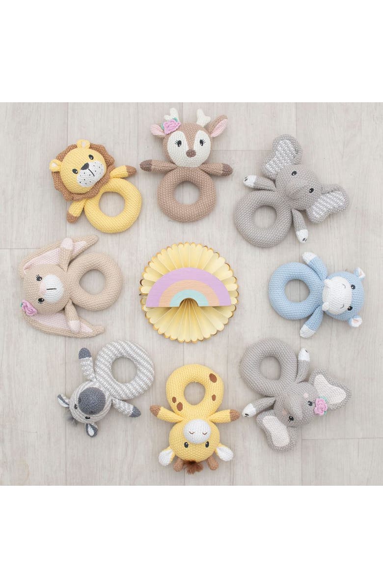 Living Textiles Whimsical Knit Rattle - Henry Hippo, Alternate, color, White