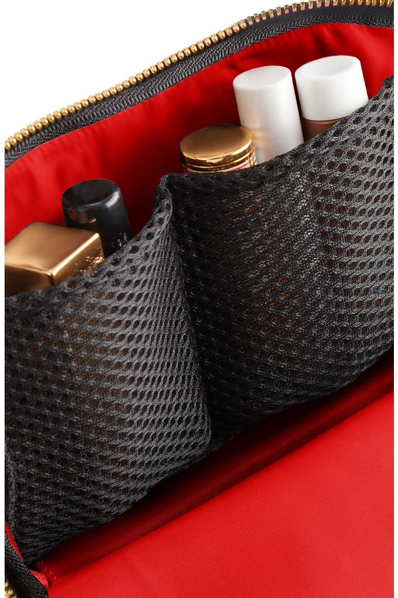 Everyday Makeup Bag, Alternate, color, BLACK/ RED NYLON