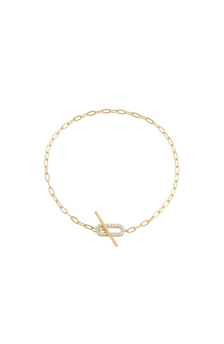 BY ADINA EDEN Delicate Pavé Oval Toggle Bracelet, Main, color,
