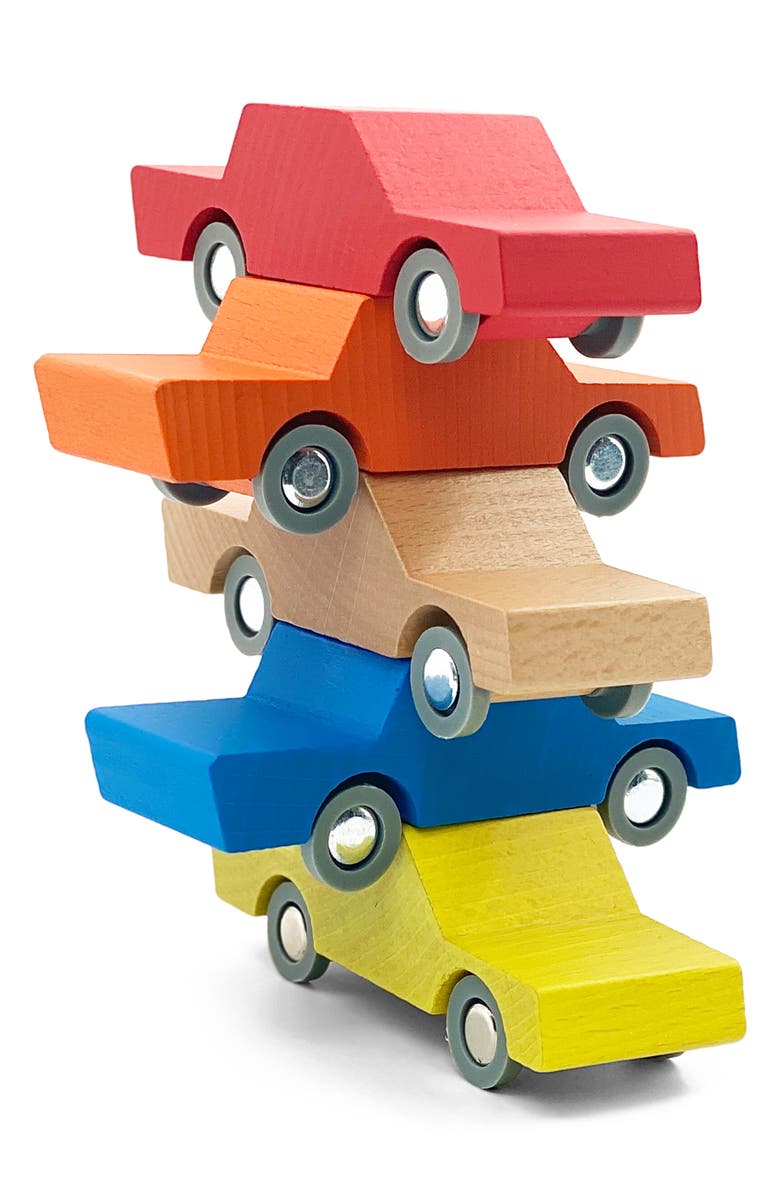Waytoplay Kids' Back & Forth Set of 5 Wooden Toy Cars, Main, color, 