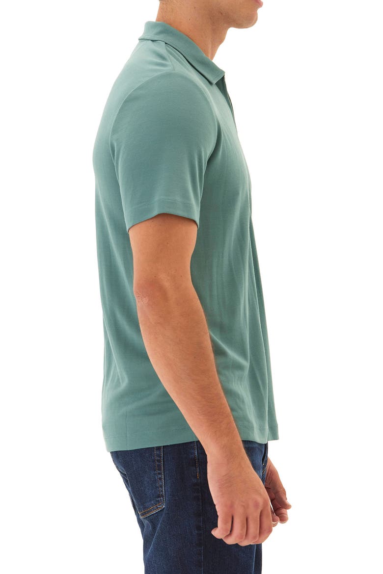Erick Solid Peached Piqué Zip Polo, Alternate, color, WATERCRESS