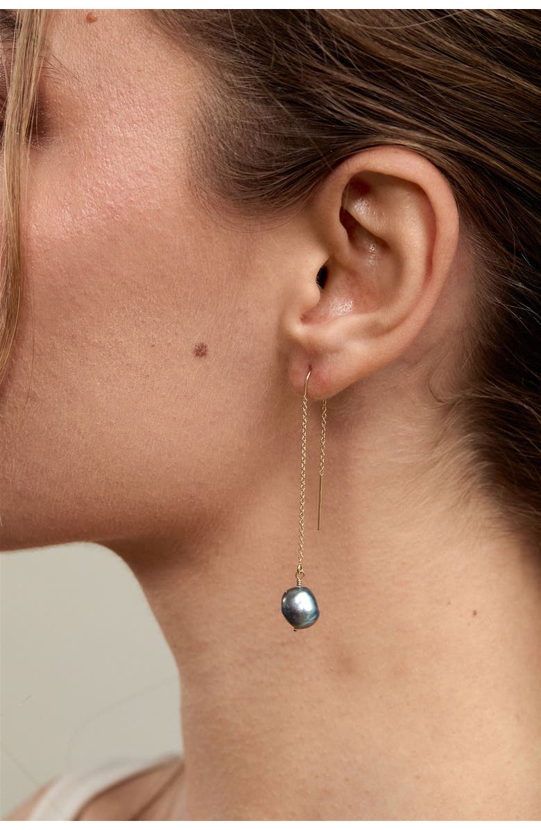 Set & Stones Sabina Pearl Threader Earrings, Alternate, color, Gold /  Peacock