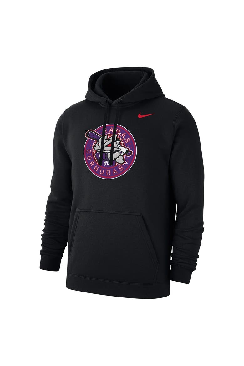 Men's Nike Black TCU Horned Frogs Ranas Cornudas Baseball Club Fleece Pullover Hoodie, Alternate, color, Black