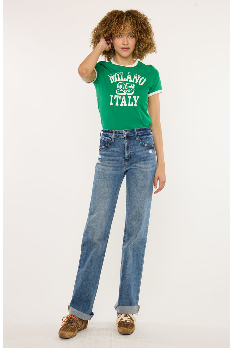 Trinity Essentials High Rise True Straight Jeans, Alternate, color, Dark Wash