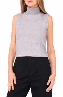 Vince Camuto Rib Turtleneck Sleeveless Sweater