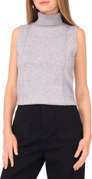 Vince Camuto Rib Turtleneck Sleeveless Sweater