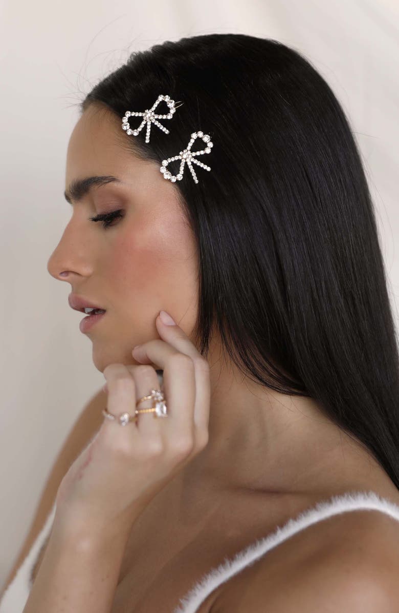 Ettika 2-Pack Crystal Bow Barrettes, Alternate, color, 