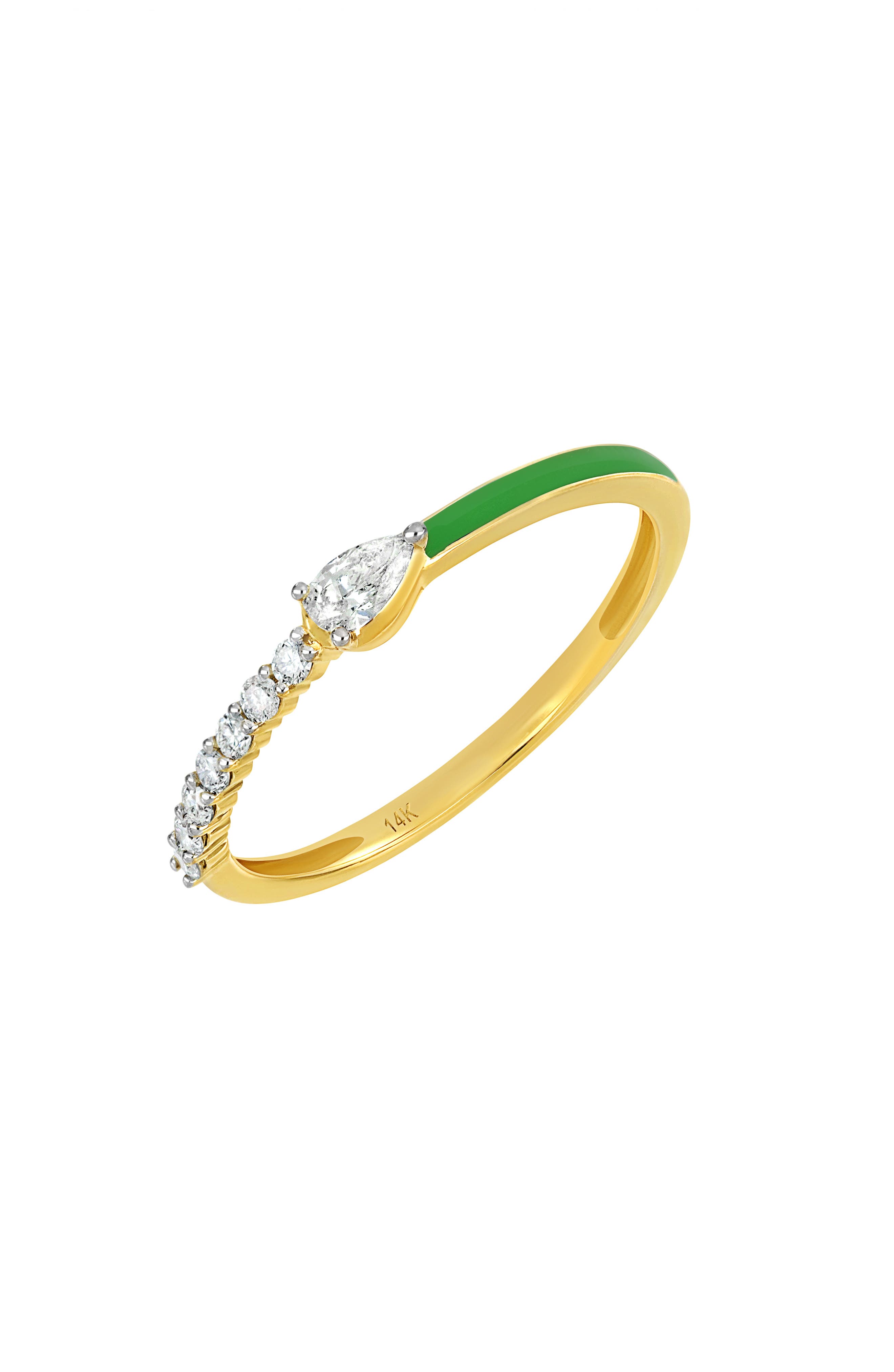 Carrière Jewelry Diamond & Green Enamel Ring - 0.23ct.