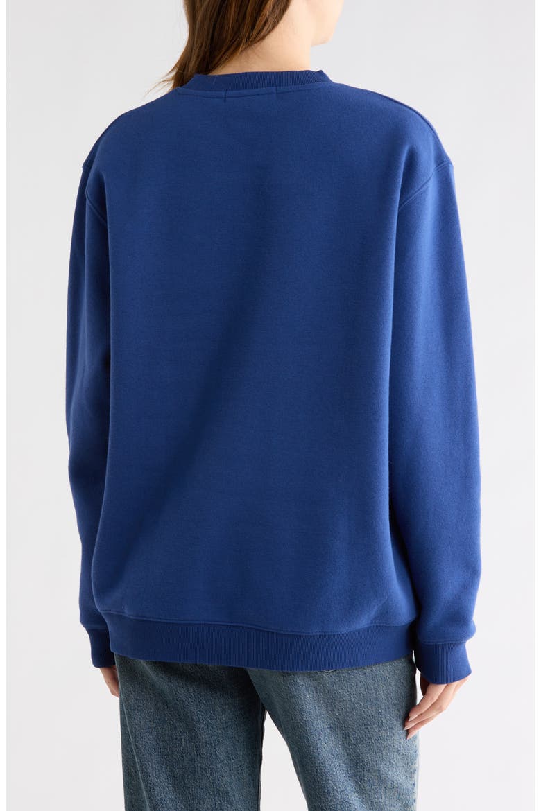 Lace Bow Fleece Crewneck Sweatshirt, Alternate, color, NAVY