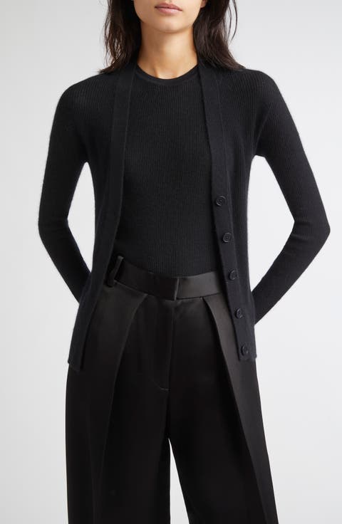 Superfine Cashmere Rib V-Neck Cardigan