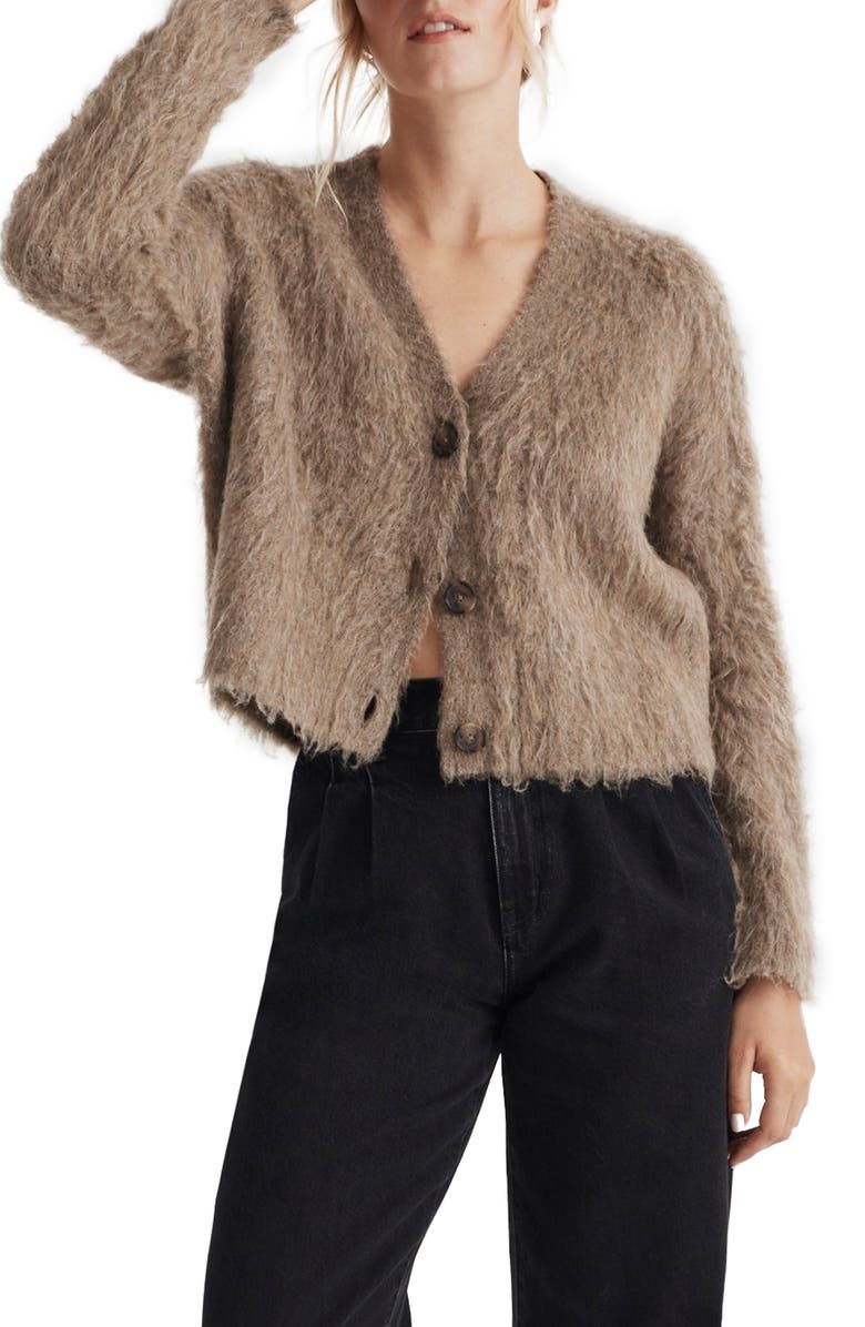 Madewell Brushed V-Neck Cardigan Sweater, Main, color,