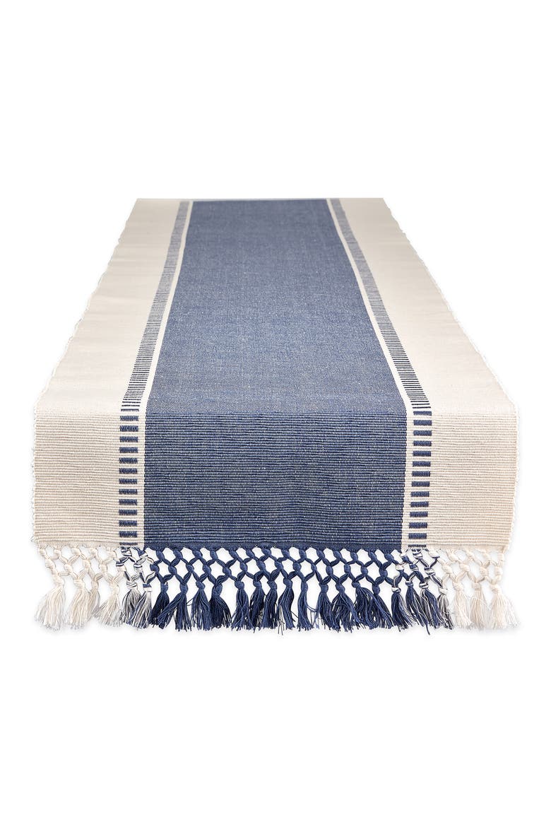 French Blue Dobby Stripe Table Runner, Main, color, BLUE