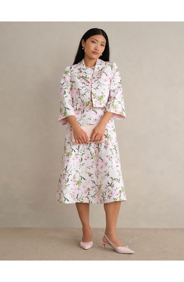 HOBBS LONDON Lana Cropped Floral Jacket, Alternate, color, Pale Pink Multi