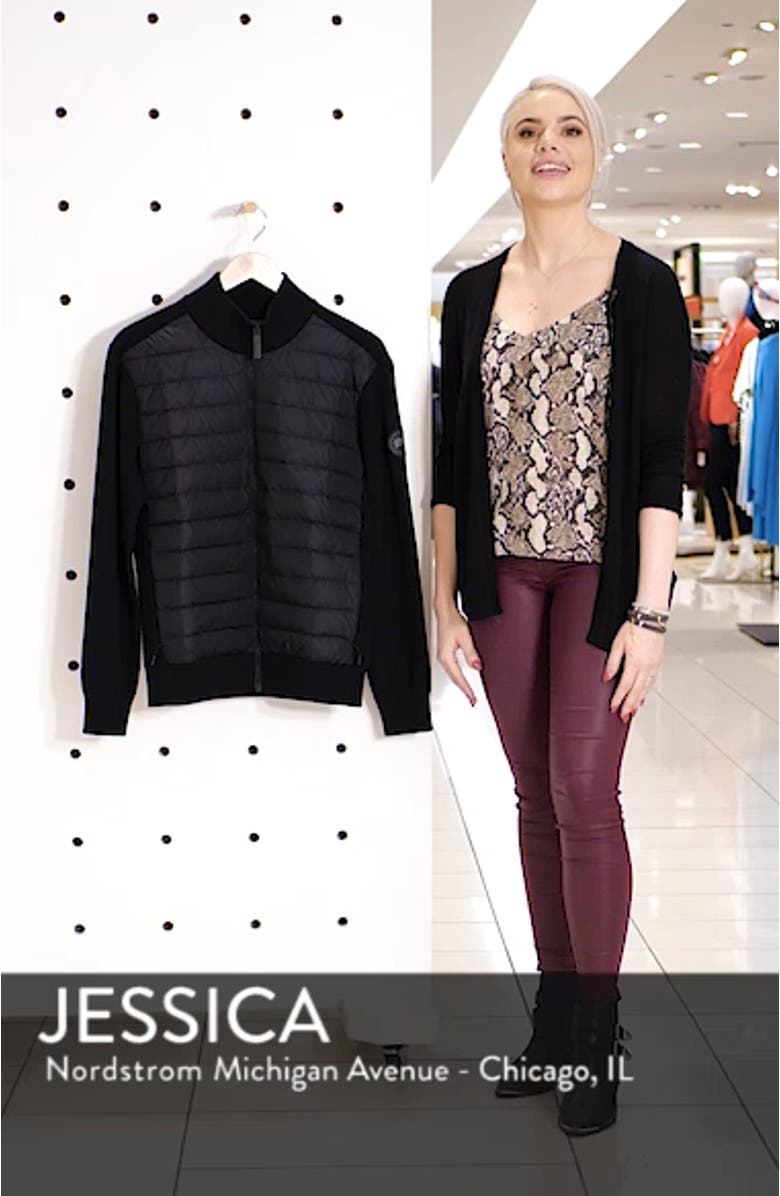 Hybridge Slim Fit Down Front Knit Jacket, sales video thumbnail