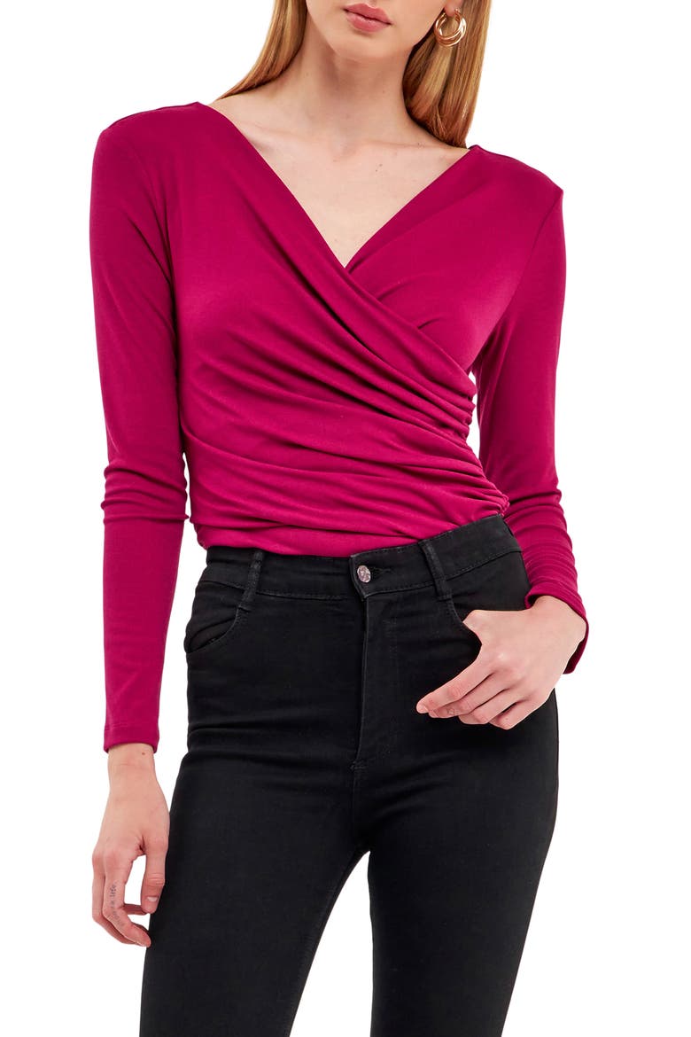 Shirred Crop Top, Main, color, BERRY