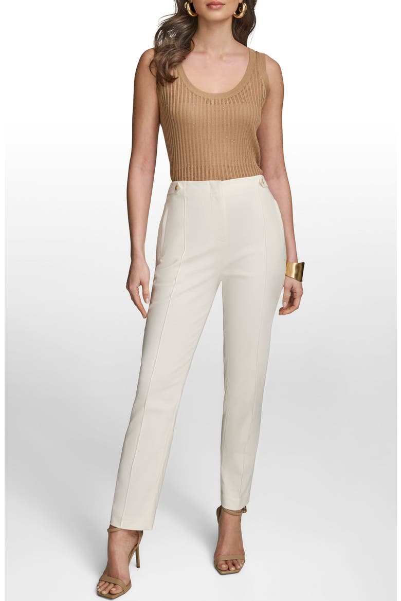 Tab Straight Leg Pants, Alternate, color, CREAM