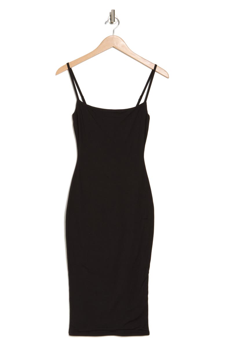 Naked Wardrobe Spaghetti Strap Midi Dress, Alternate, color, Black