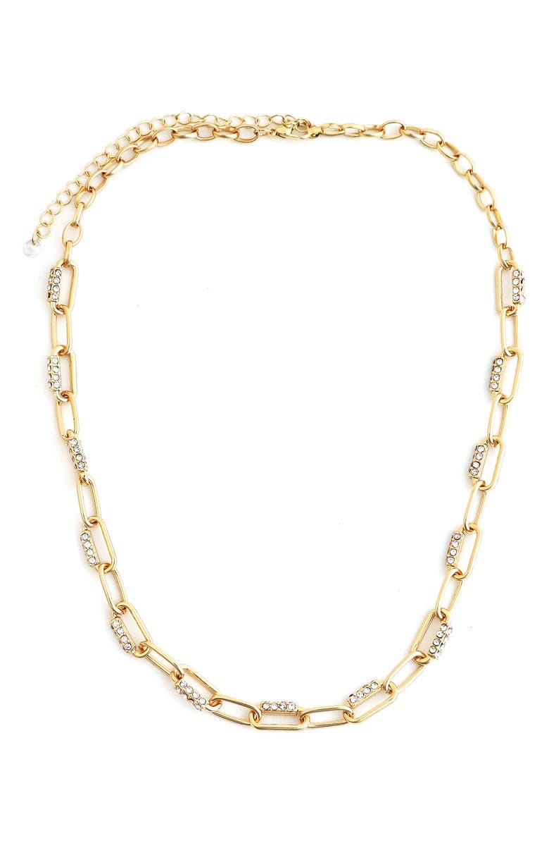Panacea Crystal Mixed Link Necklace, Main, color, Gold
