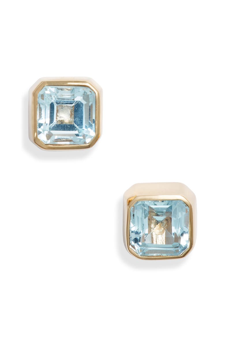 Cleo Jaeda Square Stud Earrings, Main, color, BLUE