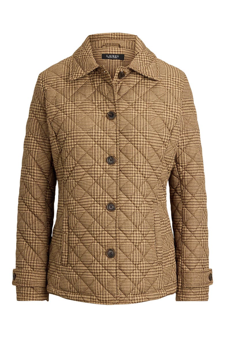 Houndstooth Quilted Jacket, Alternate, color, CAMEL/ COGNAC