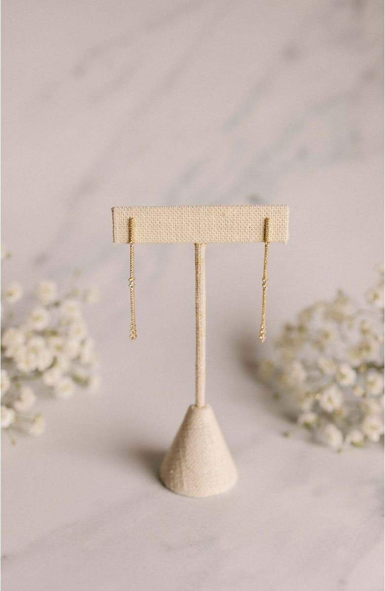 Untamed Petals Eternity Pave Linear Drop Earrings, Alternate, color, Gold