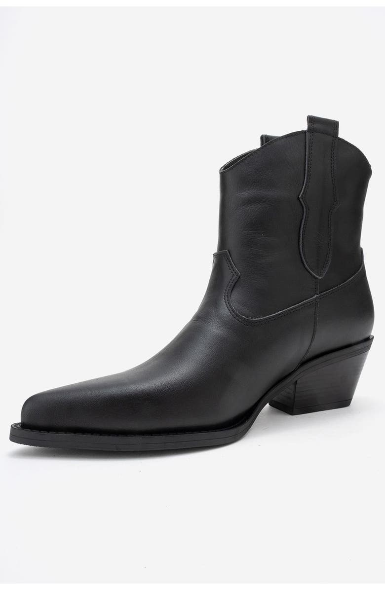 Forever & Always Shoes Elia Leather Western Boot, Alternate, color, Black