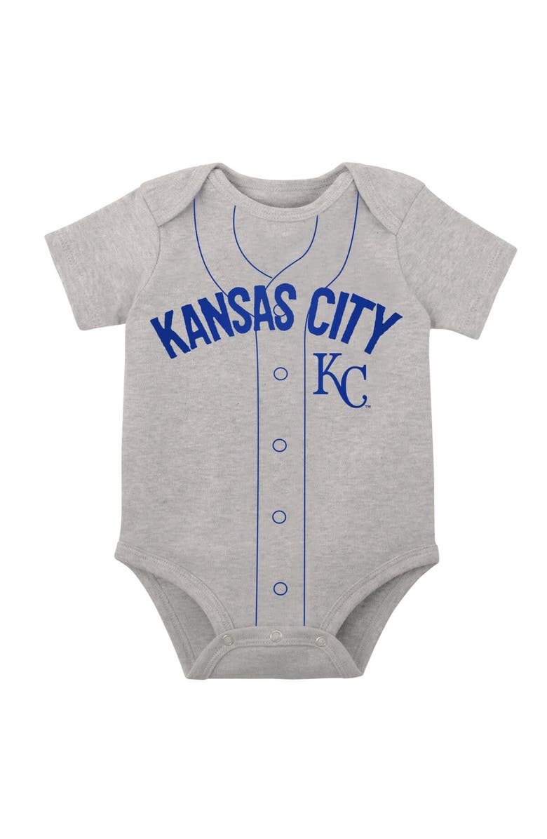 Outerstuff Infant White/Heather Gray Kansas City Royals Two-Pack Little Slugger Bodysuit Set, Alternate, color, White