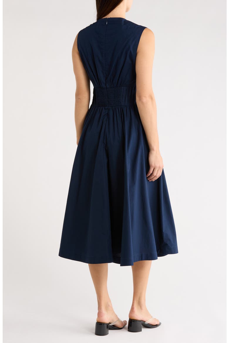 Sleeveless Pintucked Empire Waist Cotton Midi Dress, Alternate, color, CLASSIC NAVY