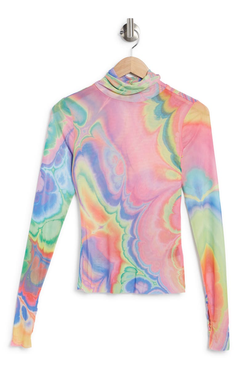 AFRM Zadie Long Sleeve Mesh Turtleneck Pullover, Alternate, color,