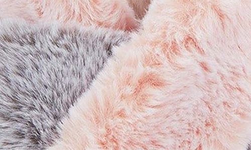 Memoi Colorblock Crossover Faux Fur Slipper In Multi